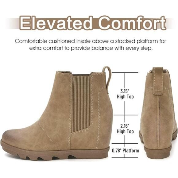 Women's Wedge Boots Comfortable Ankle Wedge Booties - Picture 2 of 7